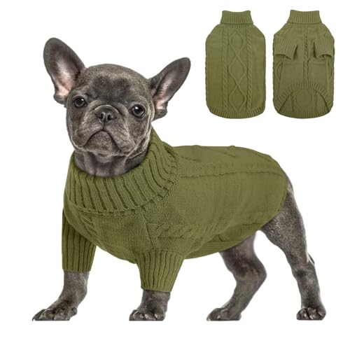 Small Dog Sweater for Small Dogs Boy (X-Small / Olive Green)