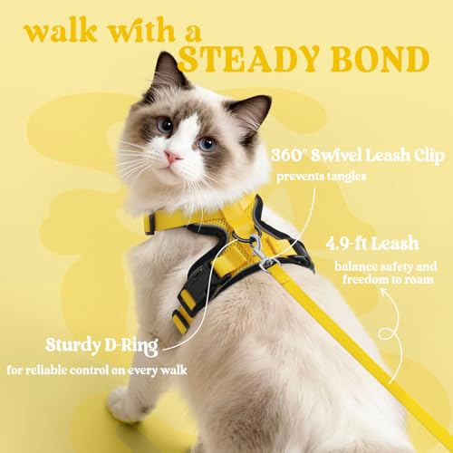Cat Harness and Leash Set (M / Yellow)