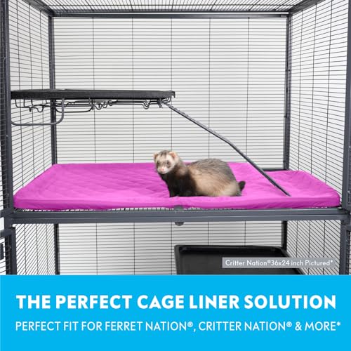 Fitted Fleece Top Pan Liner for Critter Nation Cage (Pink / 36.2"L x 24.0"W x 0.1"H)