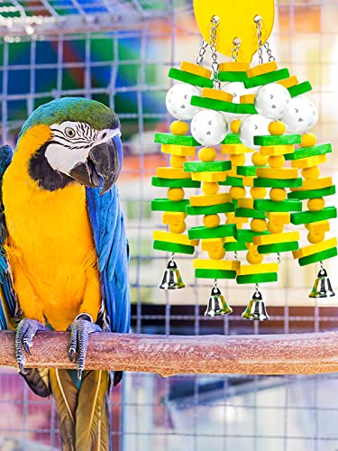 Large Bird Parrot Toys for Cockatoos African Grey Macaws Amazon Parrots (Yellow)