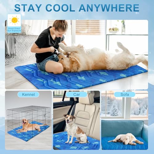 Cooling Mat for XLarge Dogs (Shark Blue / 59.0"L x 40.0"W x 1.0"Th(XL))