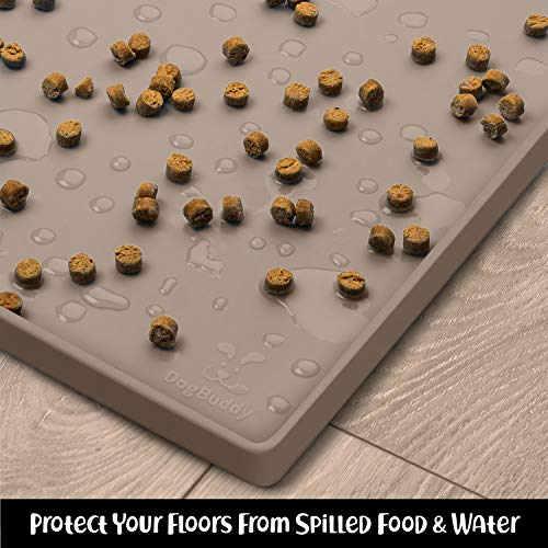 Dog Food Mat Waterproof Dog Bowl Mat for Food and Water (Small: 19" x 12" / Taupe)