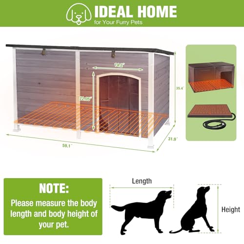 Extra Large Heated Dog House Outdoor Insulated for Winter