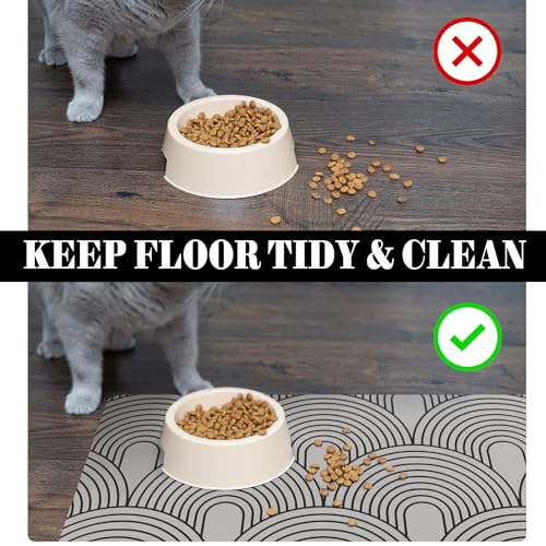 Dog Food Mats for Floors Absorbent (M(16"×24") / 01-Light Grey)