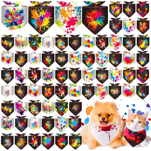72 Packs 4th of July Dog Bandanas Bulk America Flag Patriotic Pet Bandanas Triangle Scarf Bibs Adjustable Dogs Bandana for Pet Independence Day