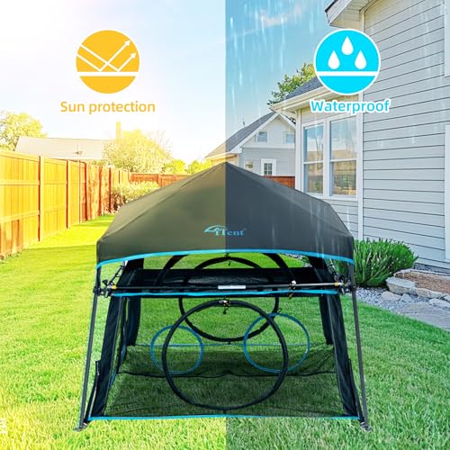 Extra Large Catio Outdoor Cat Enclosure 2 (Blue Trim / Two layer)