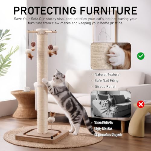 Cat Scratching Post for Indoor Adult Cats and Kittens (33inhces)