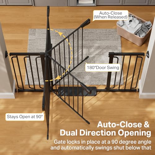 36.6 59" Extra Wide Baby Gate for Stairs (Black / 36.6-59"W x 30.5"H)