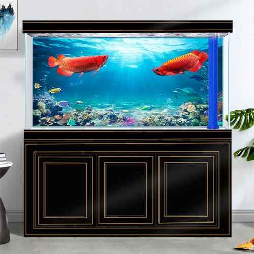 60X24IN Aquarium Background Under The Sea Coral Reef Scenery Backdrop Terrarium Background Underwater Marine Organism Fish Tank Background with 10EVA Double (Blue02 / 60X24in/150X60cm)