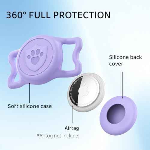IP68 Waterproof AirTag Holder for Dog Collar (Black&Purple)