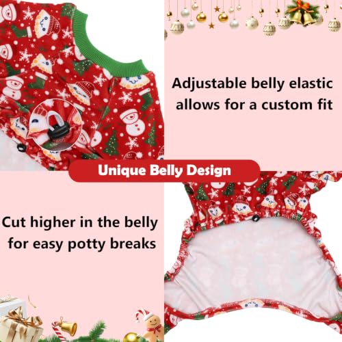Small Dogs Outfit Soft Puppy Onesies Pjs Christmas Dog Pajamas Pet Coat Cat Apparel Comfy Doggie Jumpsuit Bodysuit for All Seasons P358L (Cute Snowmen / Large)