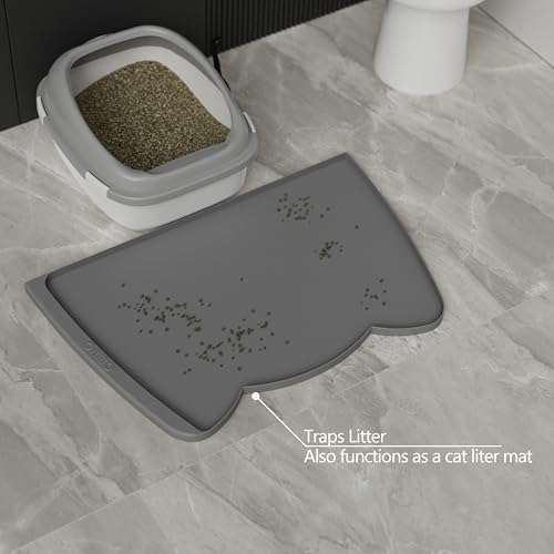 Large Dog Food Mat (24"L x 15"W / Dark Grey)