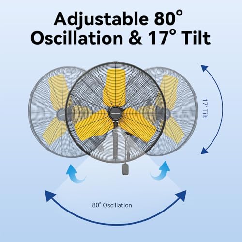 24 Inch 9500 CFM Waterproof Wall Fan Pro Series (Yellow / 24 Inch)