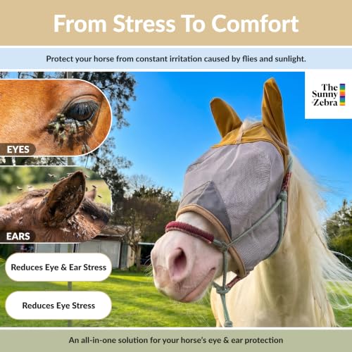 TSZ Horse Fly Mask with Ears Cover (Horse)