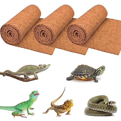 3 Rolls Reptile Carpet 24x48 Inch Coconut Fiber Mat for Tank Bedding (3 Pcs (24X48in))