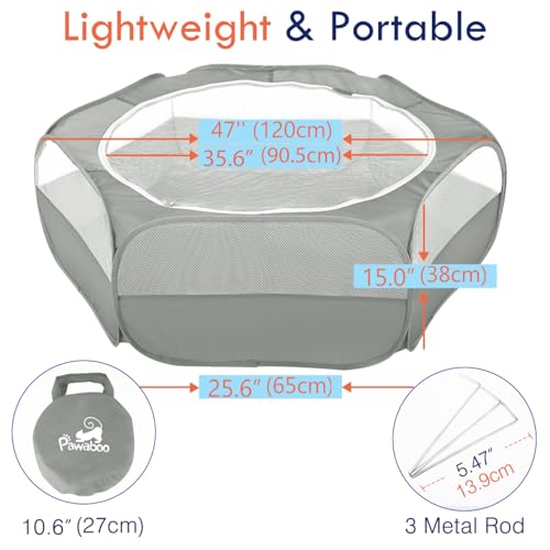 Small Animal Playpen with Zippered Cover (B-Gray)