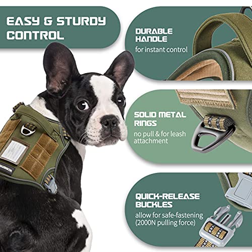 Tactical Dog Harness for Medium Dogs No Pull (Green / M(Neck:16-20", Chest:17-27"))