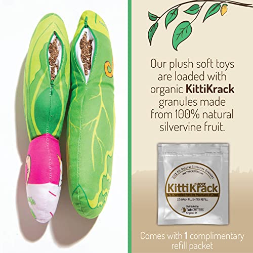 KittiVeggi 2 Pack Organic Silvervine Catnip Substitute Toys for Cats & Kittens (Vegetables)