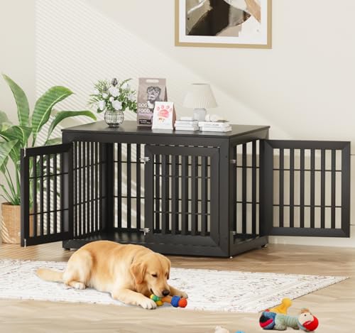 48" Heavy Duty Dog Crate Furniture for Large Dogs (48 Inch / Black)