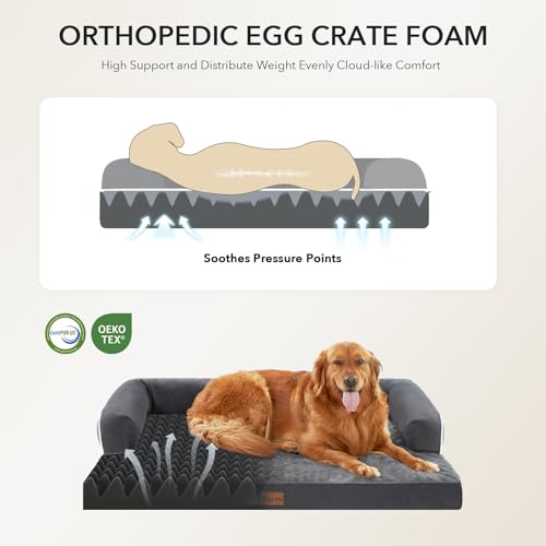 Orthopedic Dog Bed for Extra Large Dogs (Dark Grey / 45.0"L x 35.0"W x 8.0"Th)