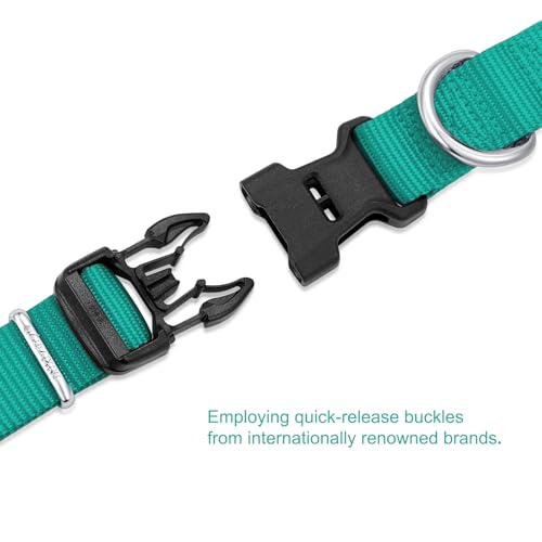 Nylon Dog Collar with Quick Release Buckle Soft Adjustable Sturdy for Small Medium Large Dogs Teal (Teal / M：13"-20")