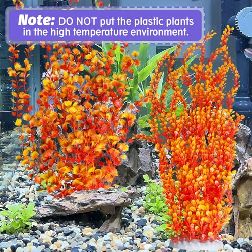 Aquarium Plastic Plants Aquarium Decor Artificial Fish Tank Plants (Orange（style B）)