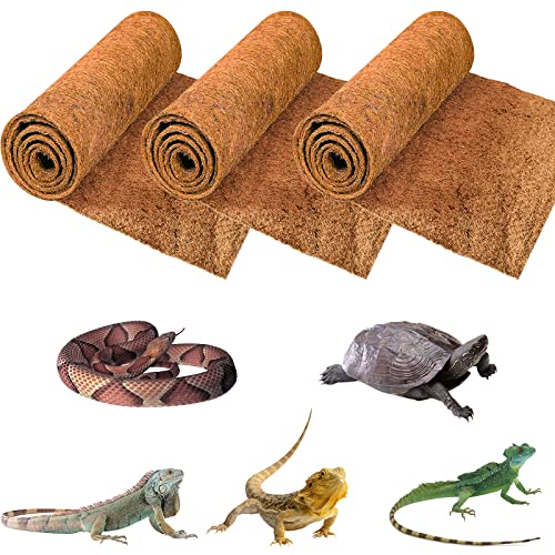 3 Rolls Reptile Carpet 16x36 Inch Coconut Fiber Mat for Tank Bedding (3 Pcs (16X36in))