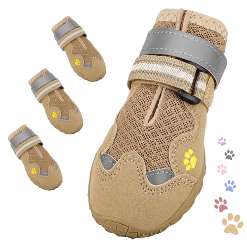 Dog Shoes for Large Medium Small Dog (Khaki / Size 8: 2.95''x3.46''(W*L))