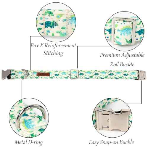 Dinosaur Dog Collar with Bowtie (Dinosaur / X-Large (Pack of 1))