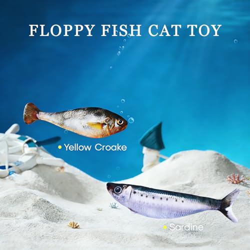 Realistic Floppy Fish Cat Toy with Catnip Toys for Cats Interactive Cat Toys for All Breeds Tap (Floppy Fish Cat Toy)