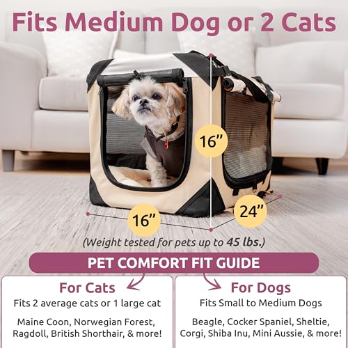 Cat & Dog Pet Carrier (Tan / Large)