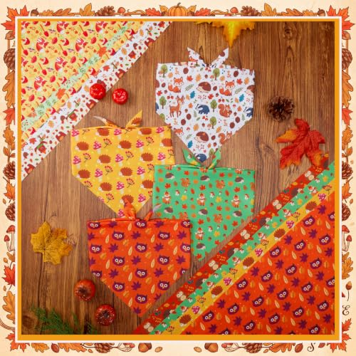 50 Pcs Fall Dog Bandanas Bulk for Autumn Pet Soft Bibs Adjustable Squirrel Fox Hedgehog Kerchief Bandana for Small Medium Large Grooming Accessories (Fall Animals / 25.6 x 17.7 x 17.7 Inch)