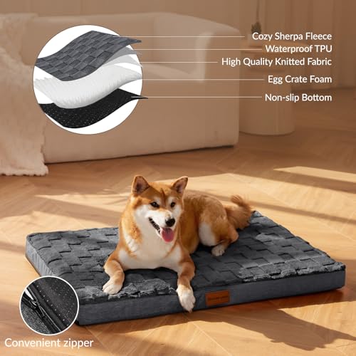 Orthopedic Medium Dog Bed Pet Crate Mat 30''X20'' Dark Grey (Dark Grey / 30"L x 20"W x 3.5"Th)
