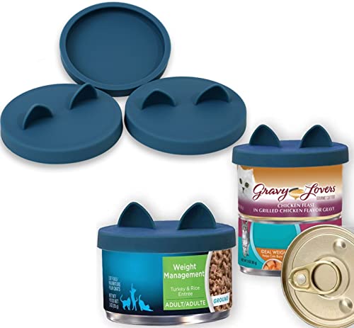 Cat Food Can Lids for 3oz Small Pet Cans (Three Blue)