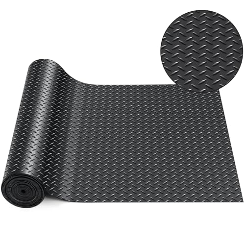 12 in x 32.8 ft Rubber Diamond Plate Rolls Garage Floor Mat for Under Car (Diamond Plate / 12 in x 32.8 ft / Black)