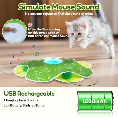 Interactive Cat Toys with Moving Feather Concealed in Mat