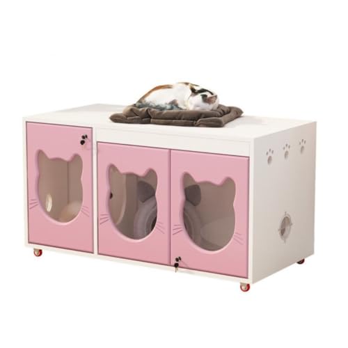 Cat House Solid Wood Cat Cage Luxury Villa Home Indoor Oversized Cattery Constant Temperature Cat Delivery Room Cage Cat Bed (120*60*178.4 / White)