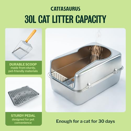 304 Stainless Steel Litter Box for Large Cats 30+ lbs (100% Stainless Steel (4 pack))