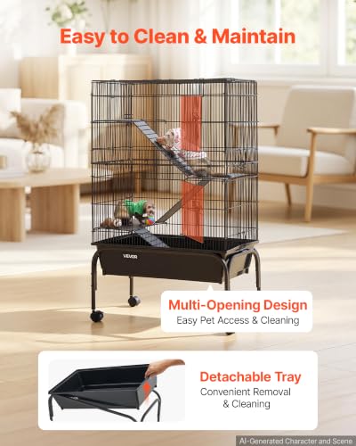 Metal Small Animal Cage 39.8" H 3 (24.8"L x 14.2"W x 39.8"H)