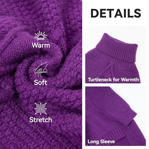 Dog Sweater Long Sleeve Warm Sweaters for Small Dogs Boy Girl Cats (Purple / Small)