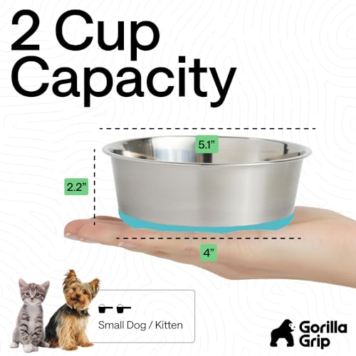 Dog Bowls Food Grade Stainless Steel (Turquoise / 2 Cup (Set of 2))