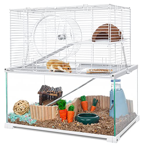 3 Tiers Large Hamster Cages Glass (20"L x 12"W x 20"H)