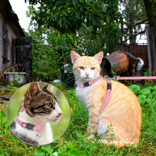 Cat Harness with Leash and Collar Set (Small / Pink)