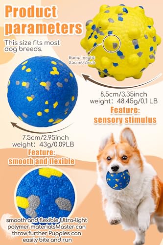 Dog Tennis Balls for Aggressive Chewers (Yellow+Blue-Large-Mixed)