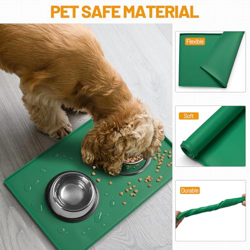 Dog Feeding Mat (Hunter green / 28"l X 18"w)