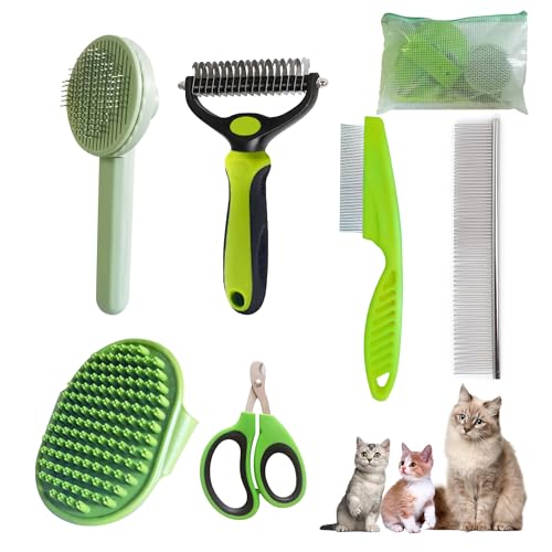 Cat Grooming Brush Kit 6 Tools (Green)