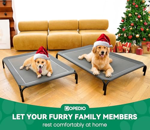 Elevated Dog Bed Raised Outdoor Dog Cot for Large Dogs (L-43.3"L×31.9"W×7.9"Th / Grey)