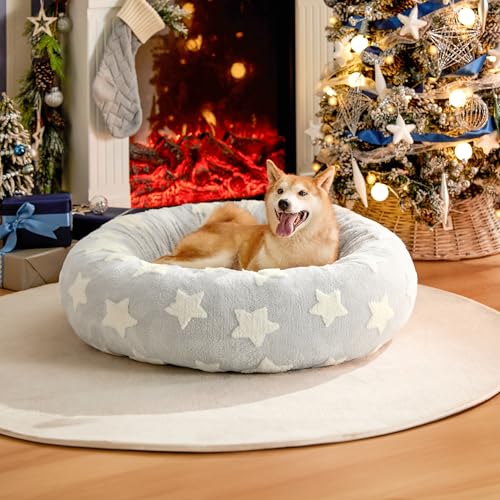 Shown on TV Jacquard Donut Dog Beds Large Sized Dog (36.0"L x 36.0"W x 8.0"Th / Galaxy Grey)
