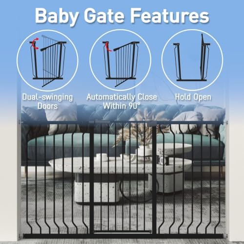 40.55" Extra Tall Baby Dog Pet Gate 57.48 (Black / 57.48-74.4"/146-189cm)