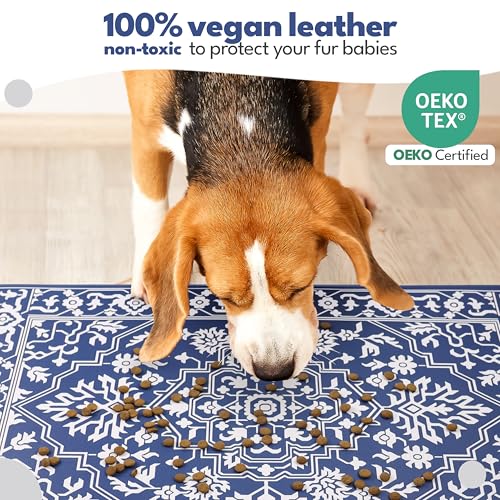 Large Dog Mat for Food and Water (16.5"L x 26"W / Large Casablanca)